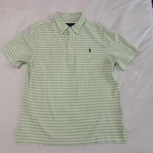 Ralph Lauren Green and White Striped Polo Shirt